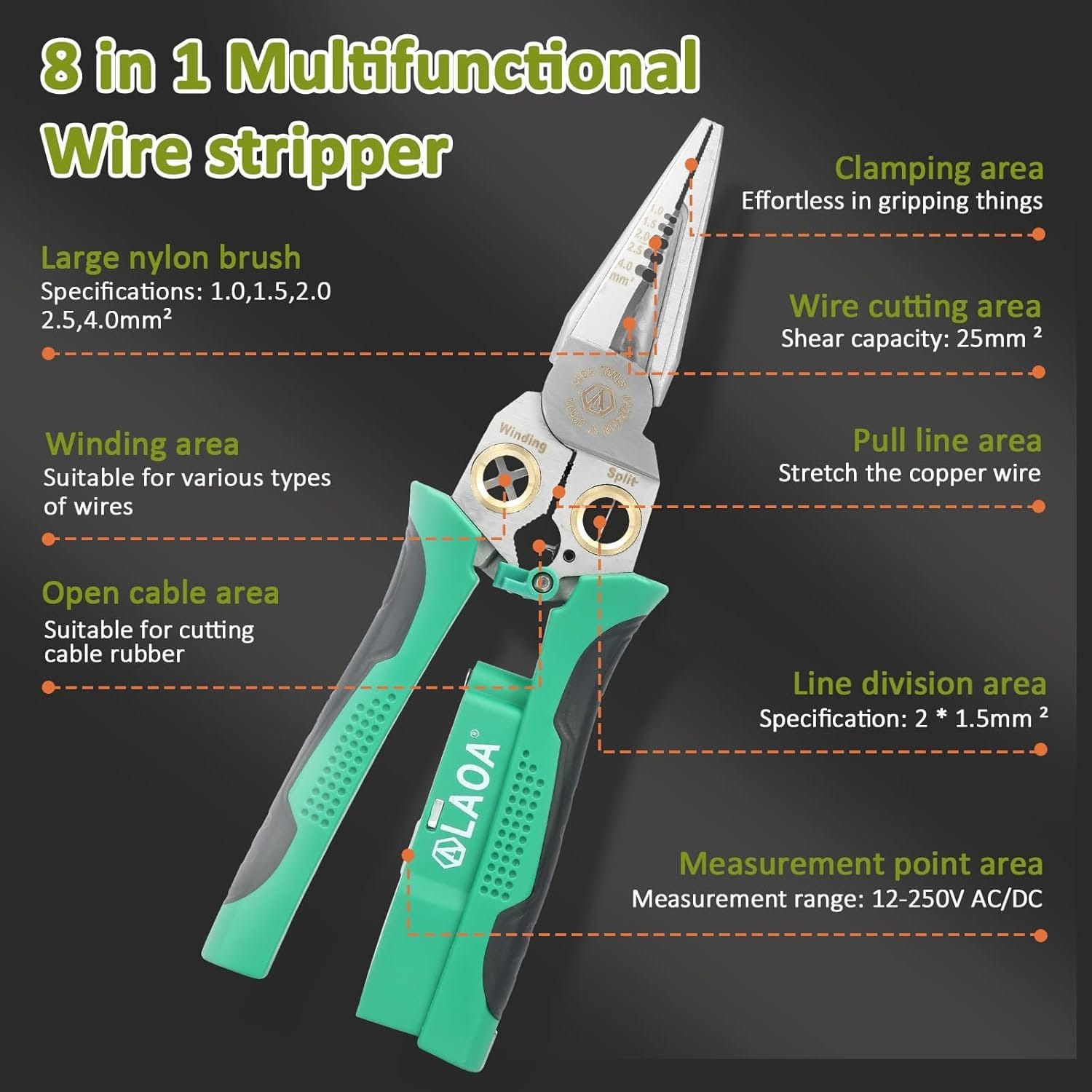 8 in 1 wire stripper & voltage tester ? multi purpose electrical tool for professionals, home tool 8 in 1 wire stripper & voltage tester ? multi purpose electrical tool for professionals, home tool