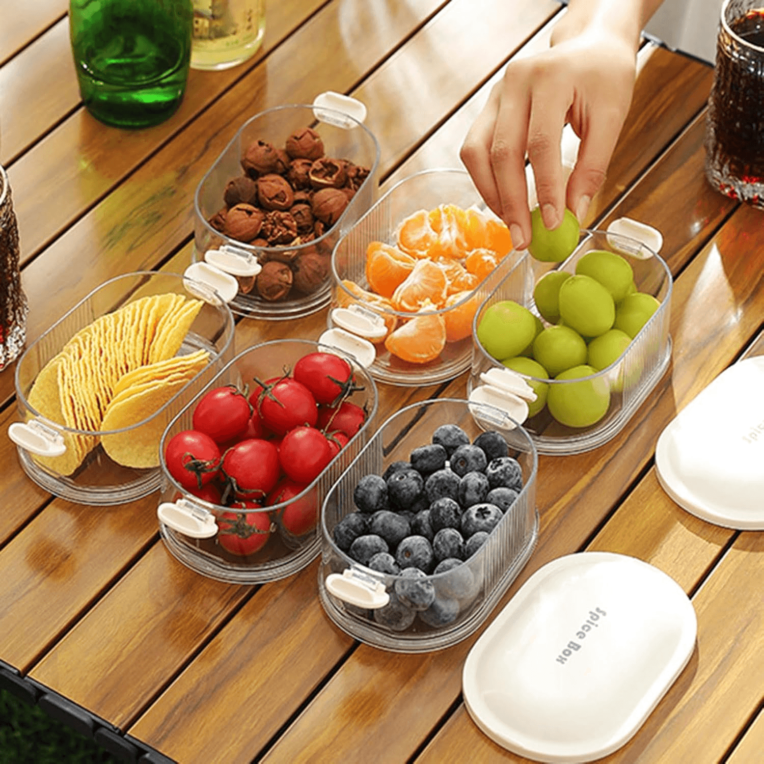 4 layers multi layered seasoning spice storage box, seasoning storage box, multi tableware set accessories for outdoor bbq picnic (random color) 4 layers multi layered seasoning spice storage box, seasoning storage box, multi tableware set accessories for outdoor bbq picnic (random color)