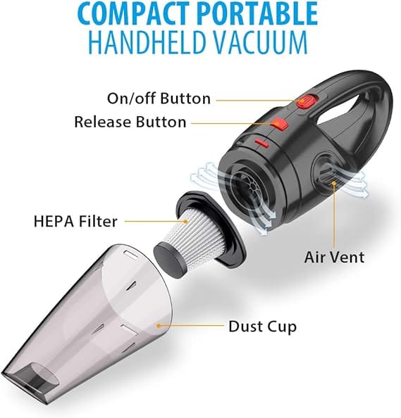 handheld vacuum, hand vacuum cordless with high power, mini vacuum cleaner handheld rechargeable for home and car cleaning handheld vacuum, hand vacuum cordless with high power, mini vacuum cleaner handheld rechargeable for home and car cleaning