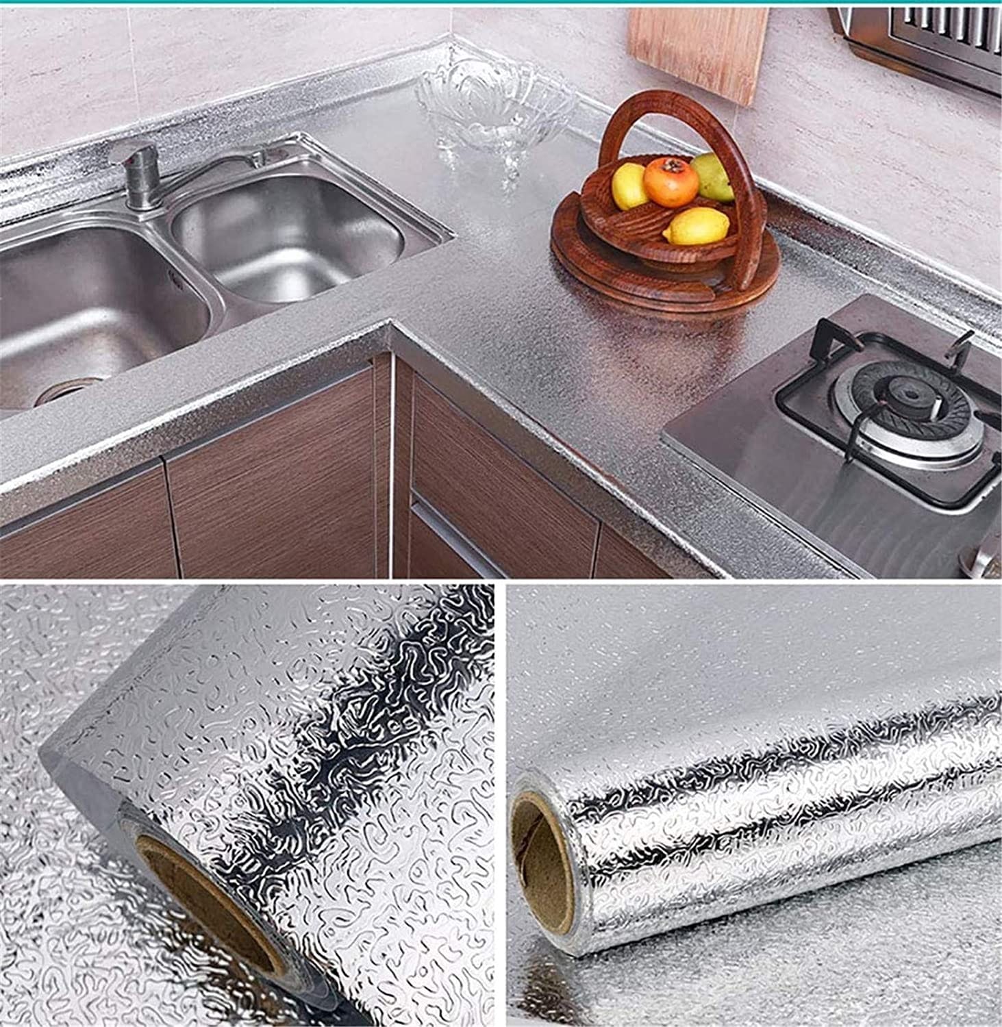 silver foil kitchen waterproof & oil proof sticker | aluminum foil self adhesive sheet for stove, cabinets & walls ? heat resistant wallpaper (60?200cm) silver foil kitchen waterproof & oil proof sticker | aluminum foil self adhesive sheet for stove, cabinets & walls ? heat resistant wallpaper (60?200cm)