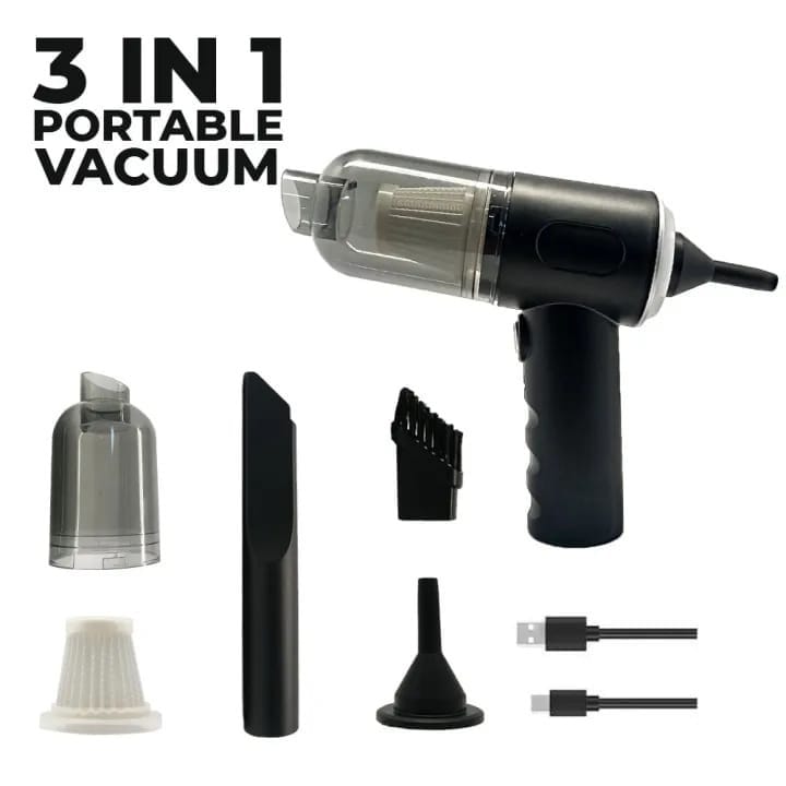 3 in 1 portable wireless vacuum cleaner ? high power suction, air pump & duster for home, car & laptop 3 in 1 portable wireless vacuum cleaner ? high power suction, air pump & duster for home, car & laptop