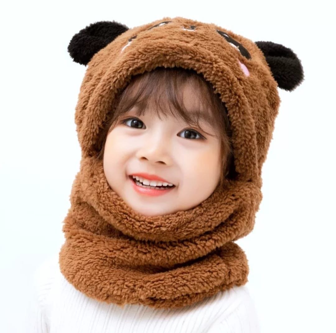 kids winter panda cap wool cap with neck warmer attached. kids wool cap cartoon panda baby(random color) kids winter panda cap wool cap with neck warmer attached. kids wool cap cartoon panda baby(random color)