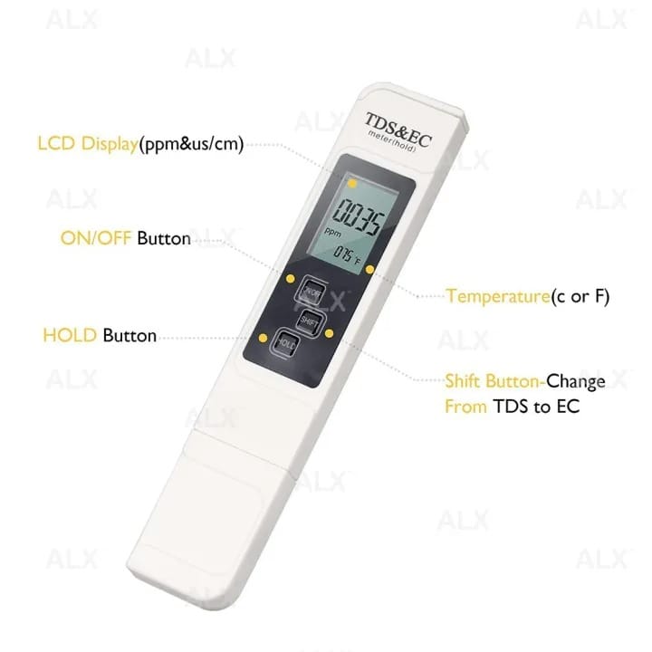 portable digital water tds, ec, and temperature meter (3 in 1) with atc function, 1ppm resolution, 0 9990ppm purity tester portable digital water tds, ec, and temperature meter (3 in 1) with atc function, 1ppm resolution, 0 9990ppm purity tester