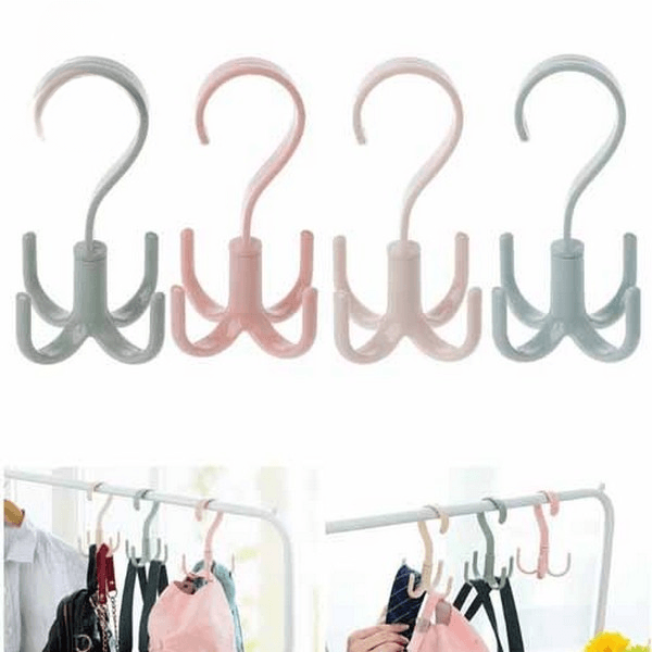 1/4pcs rotatable hook wardrobe bag rack organizer holder for closet scarf belt shoes hanging storage hooks(random color) 1/4pcs rotatable hook wardrobe bag rack organizer holder for closet scarf belt shoes hanging storage hooks(random color)