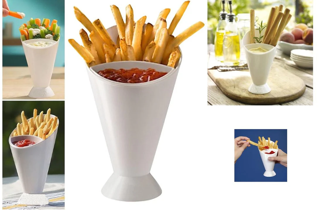 french fries cup potato fries holder with ketchup holder for sauce (random color ) french fries cup potato fries holder with ketchup holder for sauce (random color )