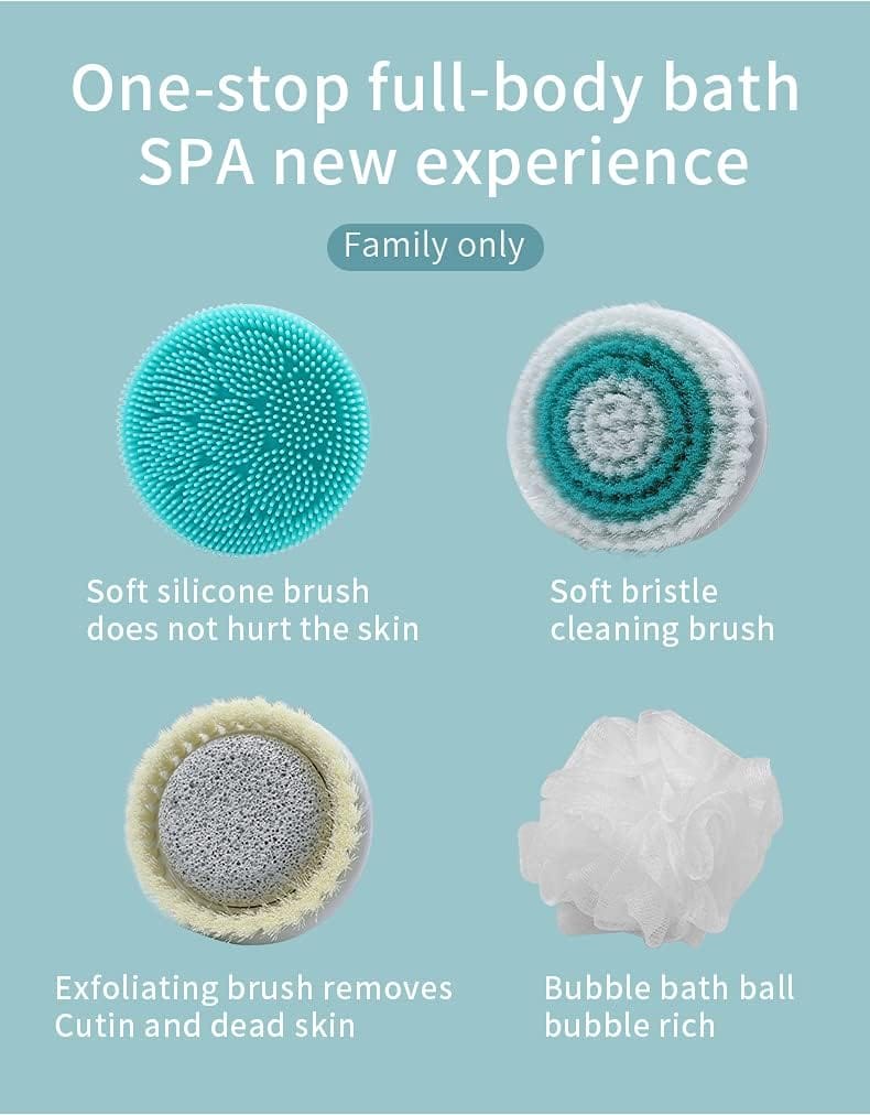 cnaier bath and body scrub electric brush set rechargeable 4 in 1 (random color) cnaier bath and body scrub electric brush set rechargeable 4 in 1 (random color)