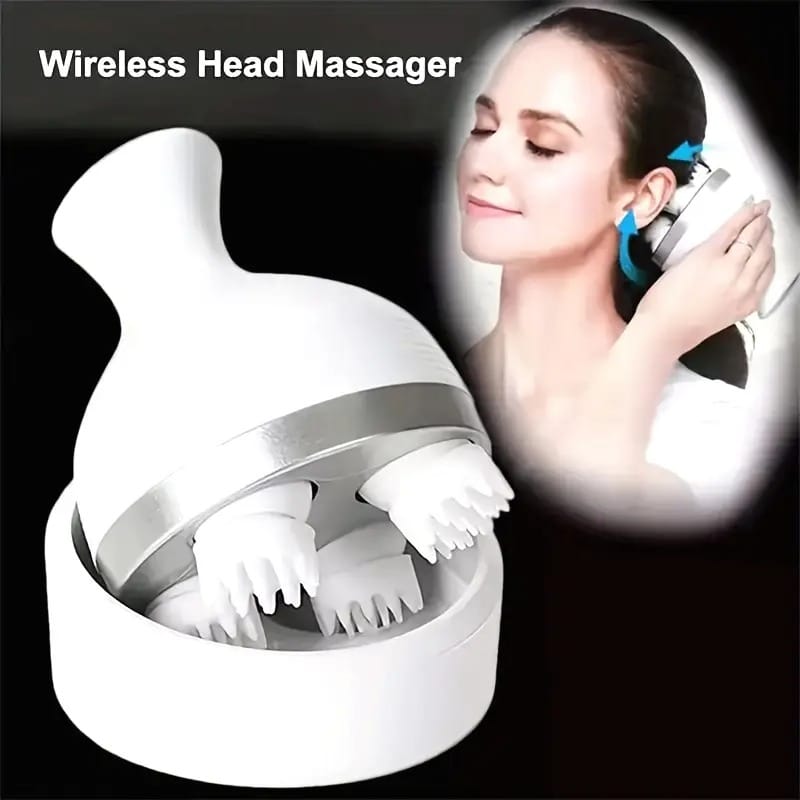 scalp massager, electric meridian massage with 4 moveable massage cluster, rechargeable portable washable head massager to relieve fatigue and hair loss scalp massager, electric meridian massage with 4 moveable massage cluster, rechargeable portable washable head massager to relieve fatigue and hair loss