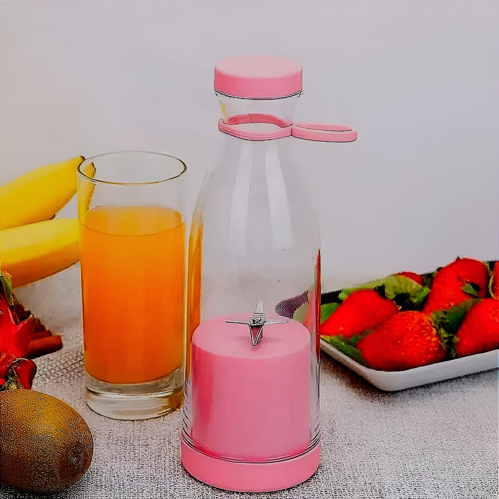 portable 6 blades mini bottle juicer | usb rechargeable smoothie blender | powerful personal fruit mixer for travel, gym & home use (random color) portable 6 blades mini bottle juicer | usb rechargeable smoothie blender | powerful personal fruit mixer for travel, gym & home use (random color)