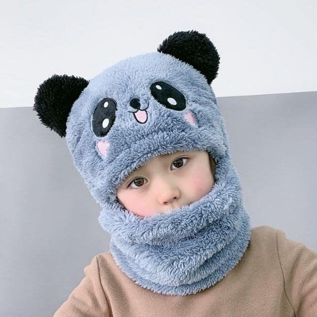 kids winter panda cap wool cap with neck warmer attached. kids wool cap cartoon panda baby(random color) kids winter panda cap wool cap with neck warmer attached. kids wool cap cartoon panda baby(random color)
