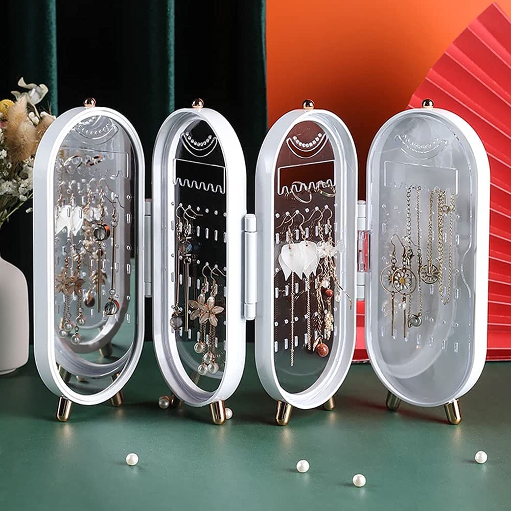 screen folding jewelry box | jewelry cabinet organizer with mirror (random color) screen folding jewelry box | jewelry cabinet organizer with mirror (random color)