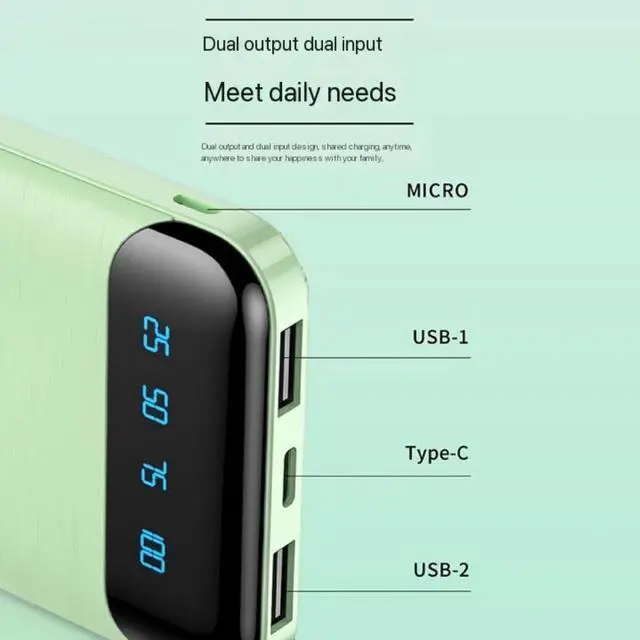 portable power bank 20000mah ? high capacity with led display & fast charging support (random color) portable power bank 20000mah ? high capacity with led display & fast charging support (random color)
