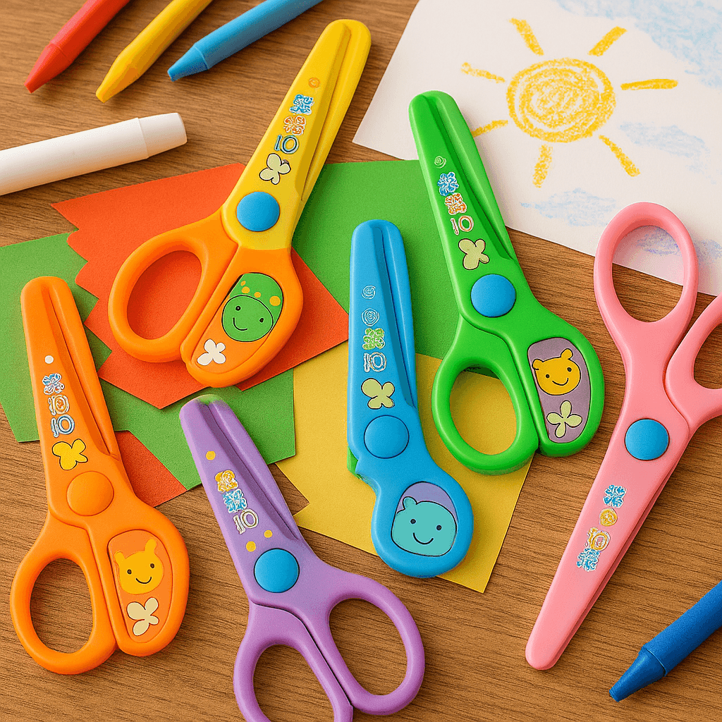 set of 6 multistyle children safety scissors ? all plastic toddler craft scissors with round tips for school & diy set of 6 multistyle children safety scissors ? all plastic toddler craft scissors with round tips for school & diy