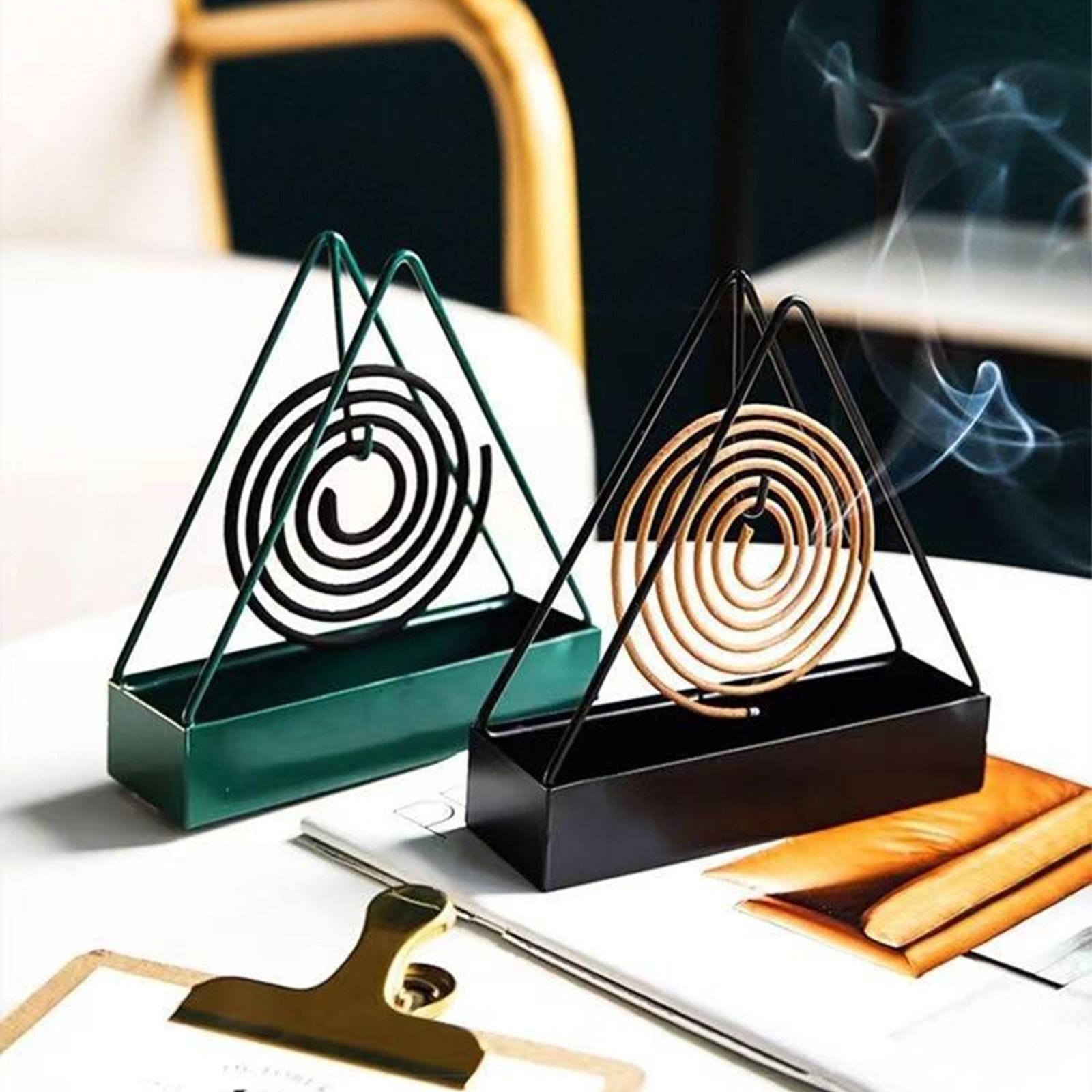 mosquito coil holder incense burner decorative ornament craft triangle (black) mosquito coil holder incense burner decorative ornament craft triangle (black)