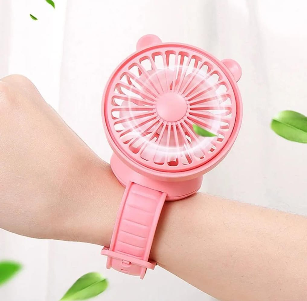 rechargeable portable cartoon style children watch fan with rgb light | portable fan office handheld new creative gift (random color) rechargeable portable cartoon style children watch fan with rgb light | portable fan office handheld new creative gift (random color)