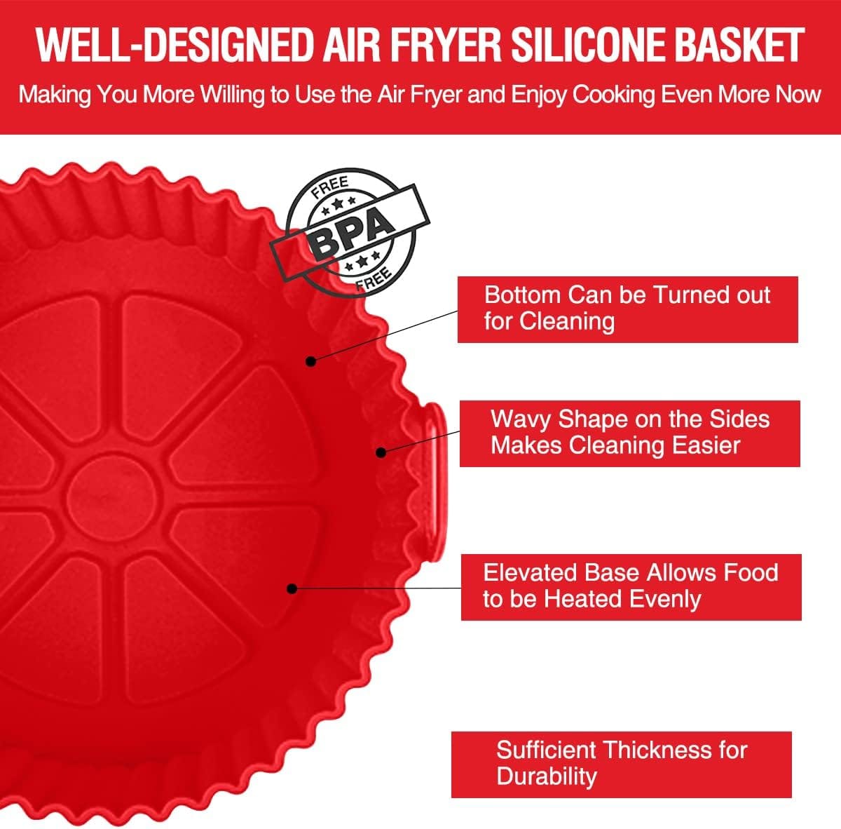 (1 pcs )air fryer tray silicone liners | silica gel baking tray | silicone round air fryer liner with handle non stick heat resistant (random color) (1 pcs )air fryer tray silicone liners | silica gel baking tray | silicone round air fryer liner with handle non stick heat resistant (random color)