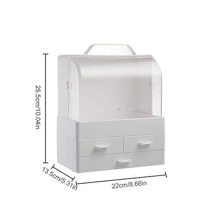 makeup organizer modern cosmetic white storage box | portable handle fully open waterproof lid dust proof 3 drawers great for bathroom, dresser, counter top makeup organizer modern cosmetic white storage box | portable handle fully open waterproof lid dust proof 3 drawers great for bathroom, dresser, counter top