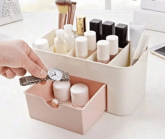 plastic makeup storage box with small drawer for bathroom, organizer drawers, makeup brush organizer space saving space storage box(random color) plastic makeup storage box with small drawer for bathroom, organizer drawers, makeup brush organizer space saving space storage box(random color)