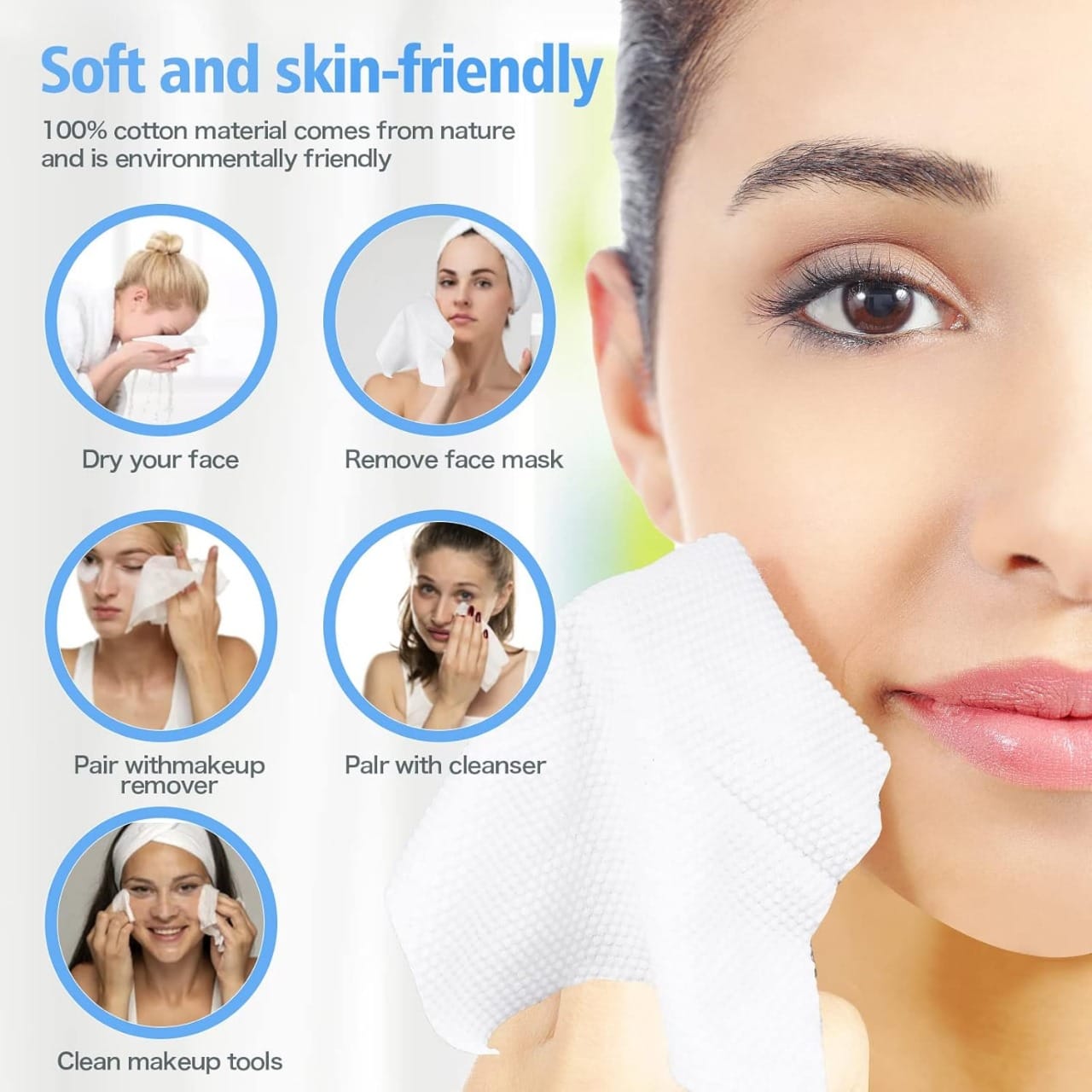 disposable face towel ? 70 pcs ultra soft, thickened cotton tissues | lint free, multi purpose facial dry wipes for skincare, makeup removal & cleansing disposable face towel ? 70 pcs ultra soft, thickened cotton tissues | lint free, multi purpose facial dry wipes for skincare, makeup removal & cleansing