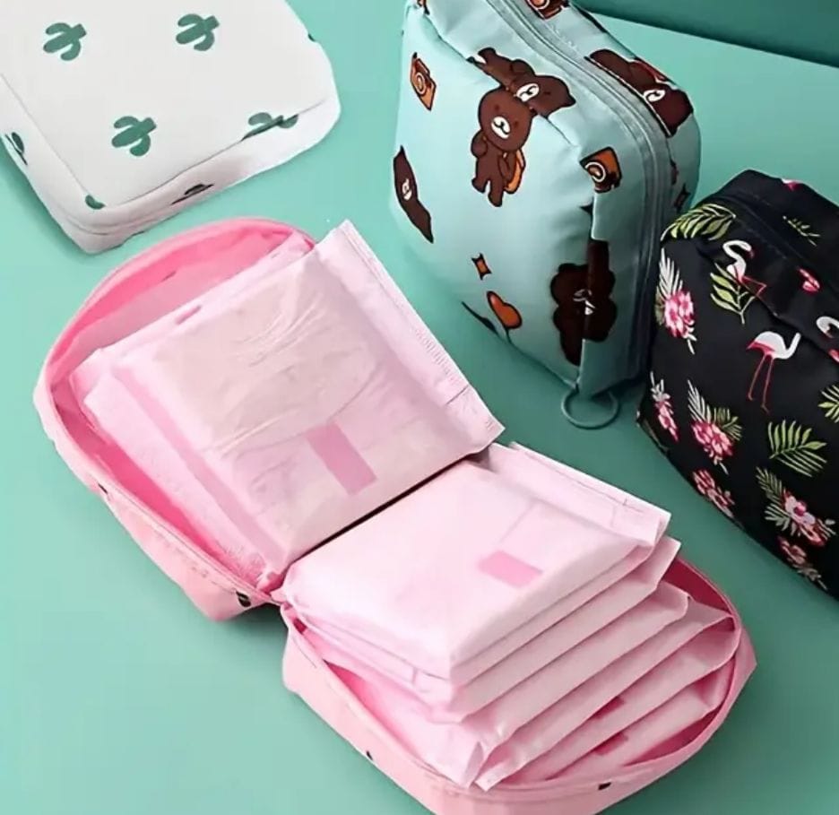 women portable pouch napkin cosmetic bags organizer / sanitary pads storage bag / ladies makeup bag girls hygiene pad bag (random design & color) women portable pouch napkin cosmetic bags organizer / sanitary pads storage bag / ladies makeup bag girls hygiene pad bag (random design & color)