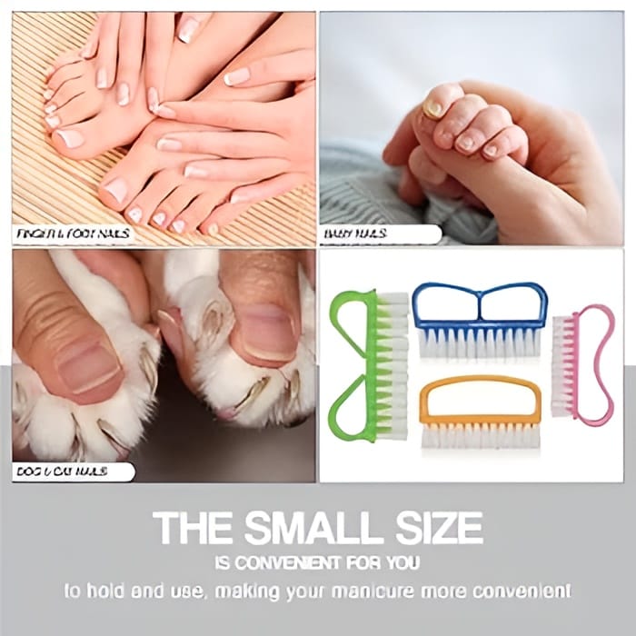 pack of 3 nail brush set with handle ? soft & durable bristles for cleaning hands, feet, nails & cuticles, removes dirt, grime & grease, assorted colors (random color) pack of 3 nail brush set with handle ? soft & durable bristles for cleaning hands, feet, nails & cuticles, removes dirt, grime & grease, assorted colors (random color)