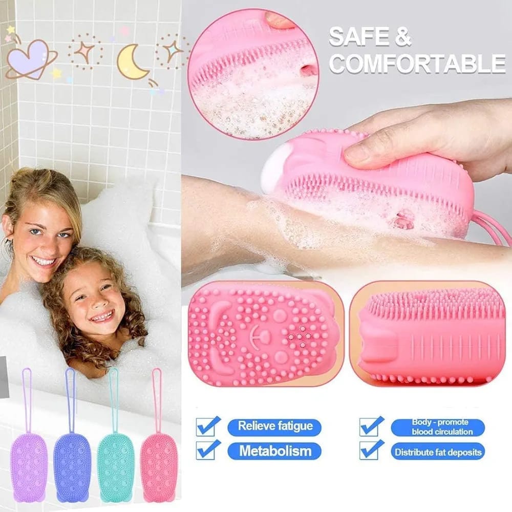 bubble bath brush ? double sided silicone body brush with quick foaming sponge, gentle exfoliation & massage for all skin types bubble bath brush ? double sided silicone body brush with quick foaming sponge, gentle exfoliation & massage for all skin types