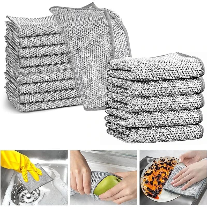 pack of 4 multipurpose wire dish cloths ? durable metal wire scrubbers for cleaning dishes, pots, pans & kitchen utensils, rust resistant & long lasting cleaning pads pack of 4 multipurpose wire dish cloths ? durable metal wire scrubbers for cleaning dishes, pots, pans & kitchen utensils, rust resistant & long lasting cleaning pads