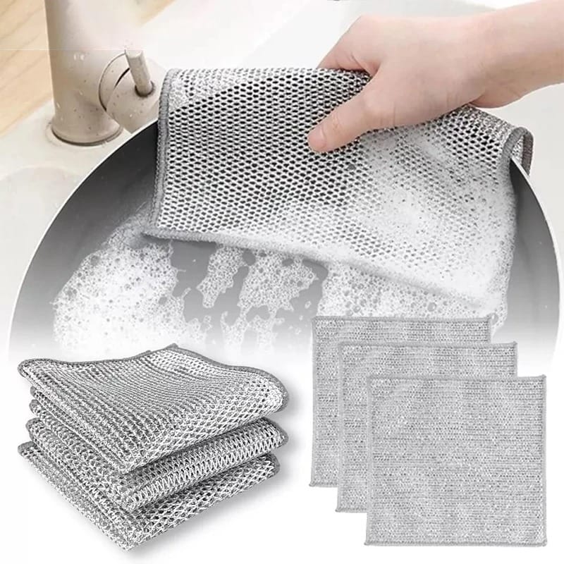 pack of 4 multipurpose wire dish cloths ? durable metal wire scrubbers for cleaning dishes, pots, pans & kitchen utensils, rust resistant & long lasting cleaning pads pack of 4 multipurpose wire dish cloths ? durable metal wire scrubbers for cleaning dishes, pots, pans & kitchen utensils, rust resistant & long lasting cleaning pads