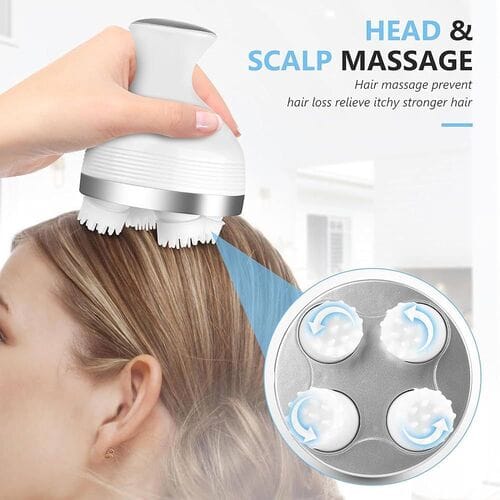 scalp massager, electric meridian massage with 4 moveable massage cluster, rechargeable portable washable head massager to relieve fatigue and hair loss scalp massager, electric meridian massage with 4 moveable massage cluster, rechargeable portable washable head massager to relieve fatigue and hair loss