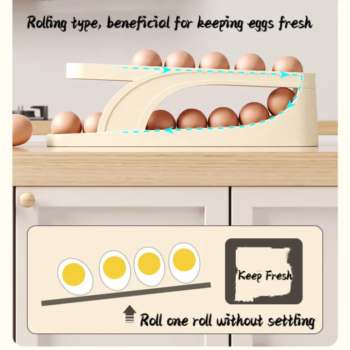 egg organizer automatic scrolling egg rack, double layer egg storage tray ( random colors ) egg organizer automatic scrolling egg rack, double layer egg storage tray ( random colors )