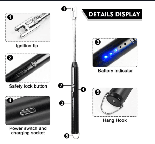 arc lighter with usb charging | flameless windproof | led battery display | safety switch | rotate 360 degrees ( random color ) arc lighter with usb charging | flameless windproof | led battery display | safety switch | rotate 360 degrees ( random color )