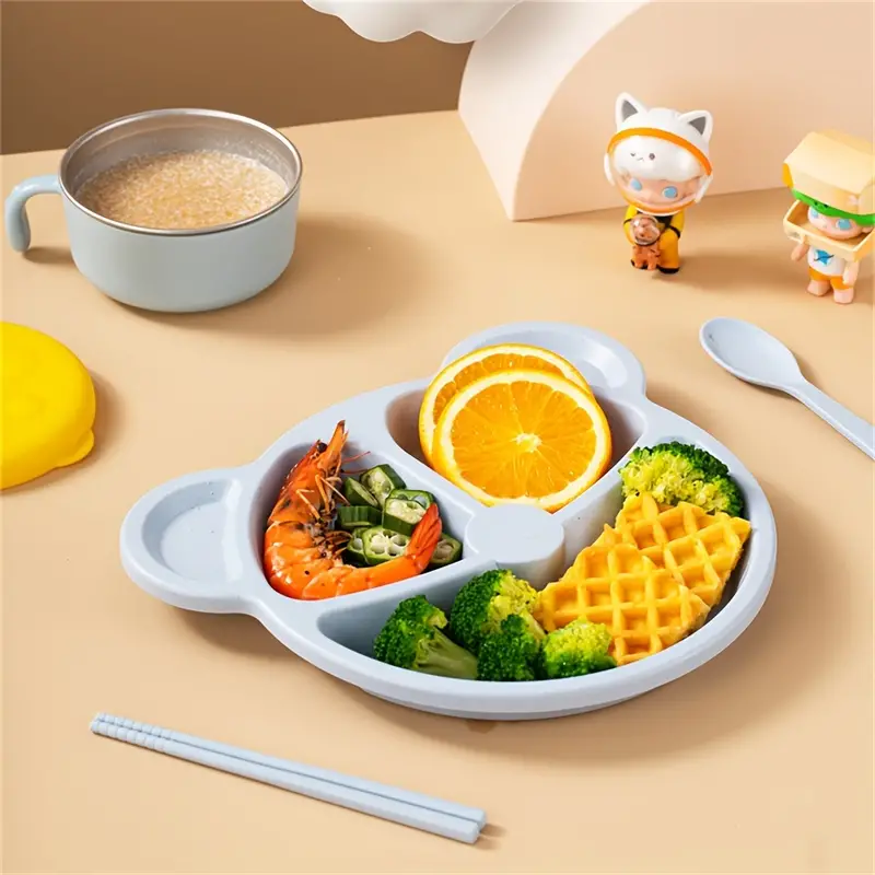 5 pcs bear plate set cartoon compartment dinner plate | includes divided plate, fork & spoon, perfect for toddlers & preschoolers (random color) 5 pcs bear plate set cartoon compartment dinner plate | includes divided plate, fork & spoon, perfect for toddlers & preschoolers (random color)