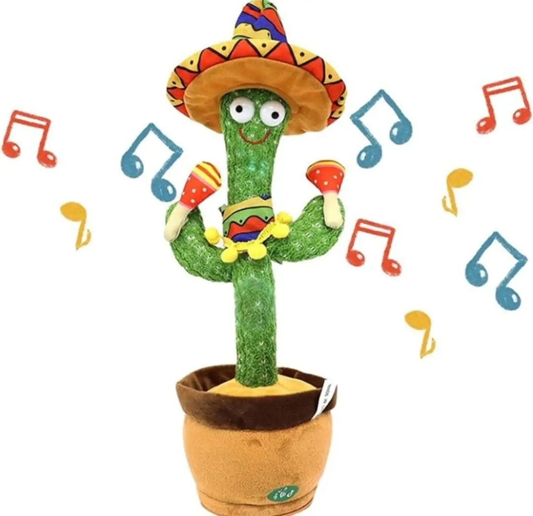 rechargeable cute dancing cactus toy for kids | talking dancing shaking & talk back with lights | happy birthday gift (with box) rechargeable cute dancing cactus toy for kids | talking dancing shaking & talk back with lights | happy birthday gift (with box)