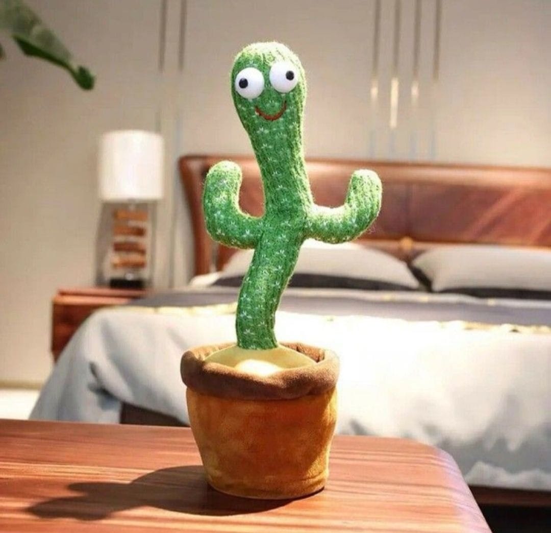 rechargeable cute dancing cactus toy for kids | talking dancing shaking & talk back with lights | happy birthday gift (with box) rechargeable cute dancing cactus toy for kids | talking dancing shaking & talk back with lights | happy birthday gift (with box)