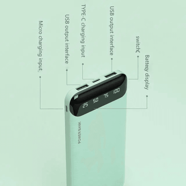 portable power bank 20000mah ? high capacity with led display & fast charging support (random color) portable power bank 20000mah ? high capacity with led display & fast charging support (random color)