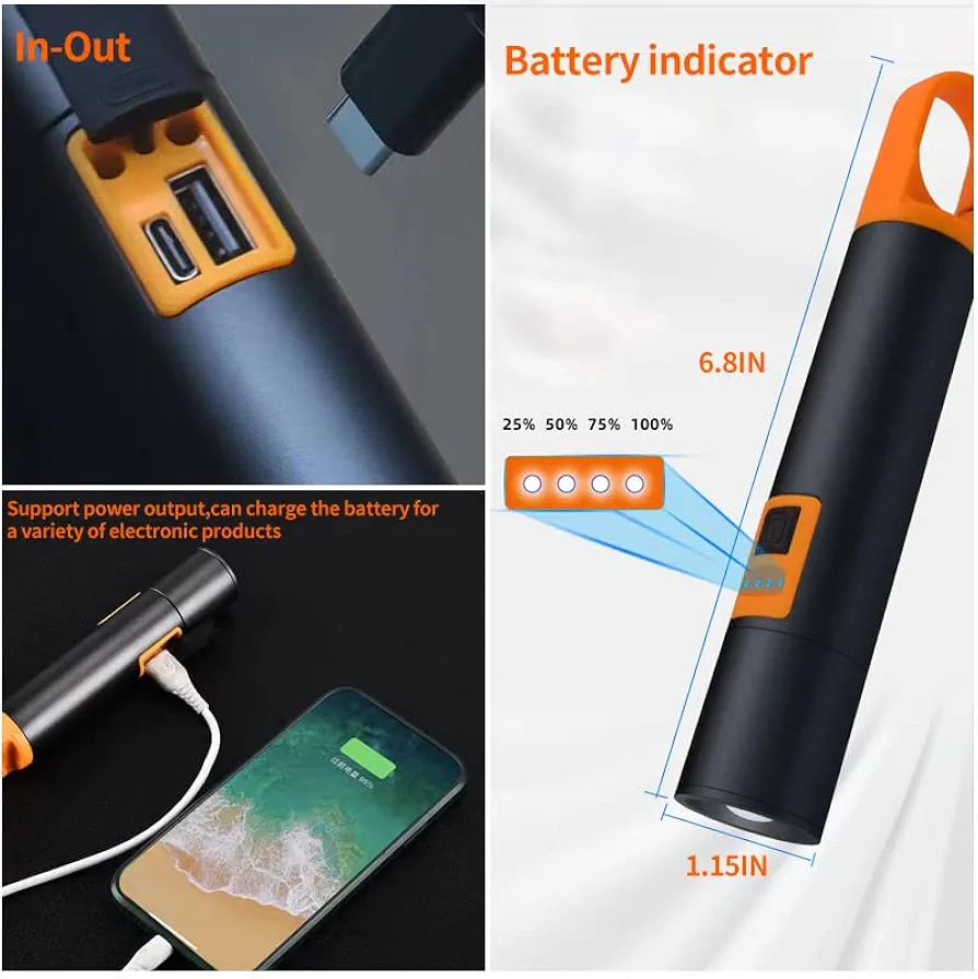 l s18 glare rechargeable type c led flashlight with power bank ? usb input/output, digital display, emergency torch & phone charger for outdoor & home use l s18 glare rechargeable type c led flashlight with power bank ? usb input/output, digital display, emergency torch & phone charger for outdoor & home use